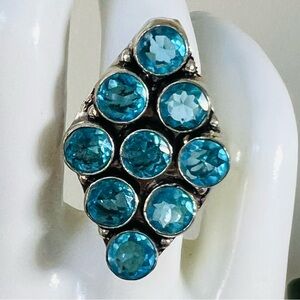 Vintage blue topaz marquis shaped Size 7 ring